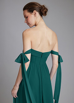 Azazie Ayanna Bridesmaid Dresses Peacock A-Line Off the Shoulder Chiffon Dress image8
