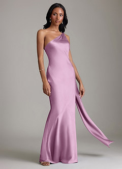 Azazie Galinda Brudtärnklänningar Klä av Sjöjungfru i Stretch Satin Ena axeln Blåregn image5