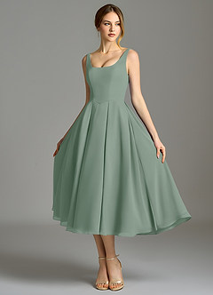 Azazie Amalie Bridesmaid Dresses Silver Sage A-Line Pleated Chiffon Dress image6
