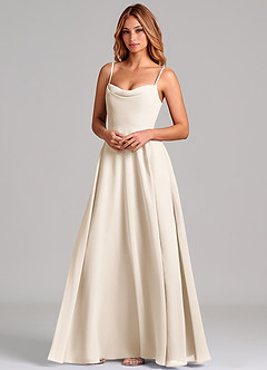 Azazie Elle Bridesmaid Dresses White Alabaster A-Line Pleated Chiffon Dress image4