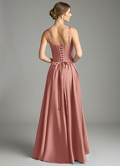 Azazie Evadina Suknie dla druhen Linia A Gorset Satyna elastyczna Do ziemi Sukienka image2