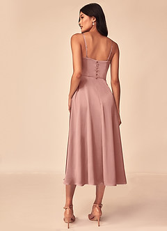 Azazie Dottie Bridesmaid Dresses Rosette A-Line Stretch Satin Dress image2