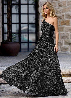 Opulent Black Velvet Sequins Prom Dress image5