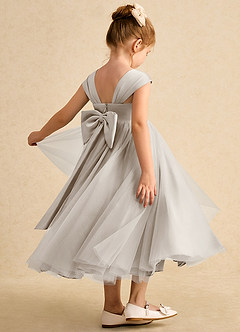 Azazie Chickadee Flower Girl Dresses Frost Ball-Gown Sweetheart Neckline Matte Satin Dress image1