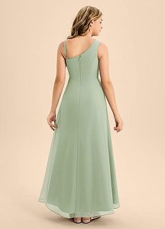 Azazie Brooke Junior A-Linie Seitliche Cut-Outs Chiffon Kleid Staubiger Salbeigrün image2