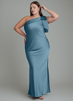 Azazie Yuanna Bridesmaid Dresses Bermuda Mermaid One Shoulder Stretch Satin Dress image11