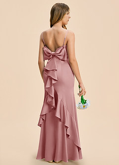 Azazie Lioren Junior Dusty Rose Sheath Bow Stretch Satin Dress image1