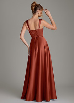 Azazie Azaria Bridesmaid Dresses Terracotta A-Line Corset Stretch Satin Dress image5