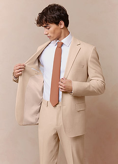 front Savile Tan Wool Blend Suit Jacket