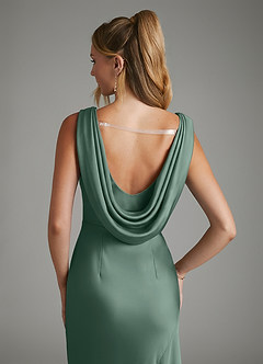 Azazie Elena Bridesmaid Dresses Eucalyptus Mermaid Pleated Stretch Satin Dress image6