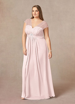 Azazie Star Final Sale Blushing Pink A-Line V-Neck sequins Chiffon Dress image8