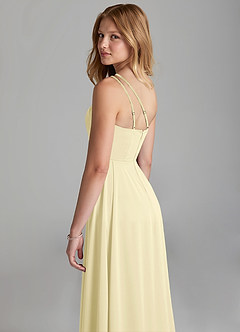 Azazie Maron Junior Linia A Pofałdowany Satyna elastyczna Długość podłogi Młodsza druhna Sukienka image2