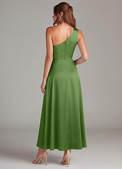 Azazie Brooke Suknie dla druhen Linia A Jedno ramię Satyna elastyczna Długość kostki Sukienka image7