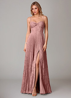 Azazie Akiko Bridesmaid Dresses Dusty Rose A-Line Sweetheart Neckline Floral Burnout Dress image3