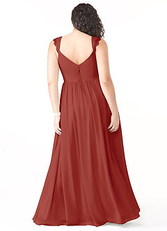 Azazie Cleobella Brautjungfernkleider A-Linie Herzchen Spitze Chiffon Kleid Terrakotta image9