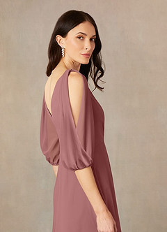 Azazie Bronwyn Kleider für die Brautmutter A-Linie V-Hals Gerüscht Chiffon Kleid Wüstenrose image5