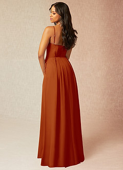 Azazie Kyedae Bridesmaid Dresses Paprika A-Line V-Neck Pleated Chiffon Dress image4