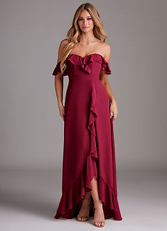Azazie Lyra Bridesmaid Dresses Burgundy A-Line Chiffon Convertible Dress image8