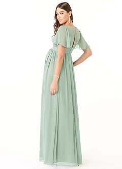 Azazie Verna Brautjungfernkleider für Schwangere A-Linie V-Hals Gerüscht Chiffon Bodenlänge Kleid image4