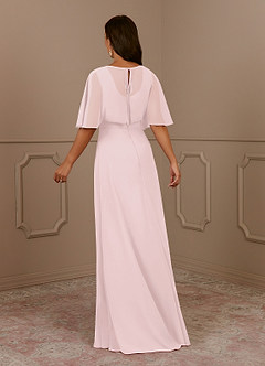 Azazie Oksana Mother of the Bride Dresses Blushing Pink A-Line V-Neck Pleated Chiffon Dress image3