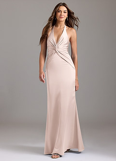 Azazie Valerie Bridesmaid Dresses Blushing Pink Mermaid Pleated Stretch Satin Dress image3