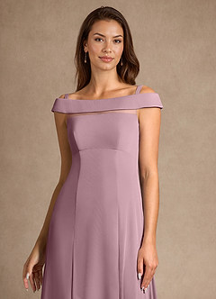 Azazie Ewa Mother of the Bride Dresses Dusty Rose A-Line Off the Shoulder Mesh Dress image9