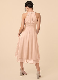 Azazie Linna Junior English Rose A-Line Pleated Chiffon Dress image2