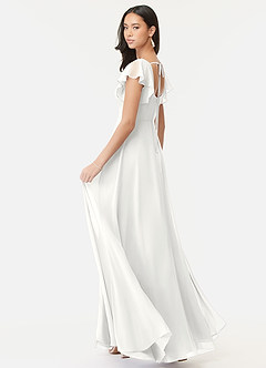 Azazie Bondi Bridesmaid Dresses White A-Line Ruffled Chiffon Dress image5