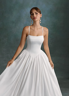 Azazie Gayle Robes de mariée Robe Trapèze en Crêpe Dos Satin Bustier Blanc De Diamant image5