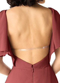 Azazie Chloe Robes à essayer chez vous Robe Trapèze en Mousseline de soie Décolleté en cœur Terracotta image4