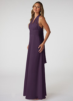 Azazie Fifi Bridesmaid Dresses Plum A-Line Strapless Chiffon Convertible Dress image5
