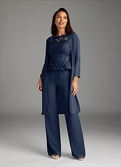 Azazie Florida Mother of the Bride Dresses Dark Navy Jumpsuit/Pantsuit Sequins Chiffon Dress image2