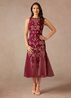 Azazie Herrin Mother of the Bride Dresses Burgundy Champagne Mermaid Lace Dress image5