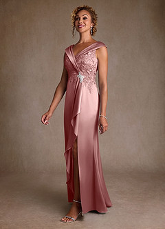 Azazie Santa Monica Mother of the Bride Dresses Dusty Rose A-Line Lace Dress image4