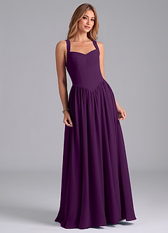 Azazie Francis Bridesmaid Dresses Grape A-Line Corset Chiffon Dress image4