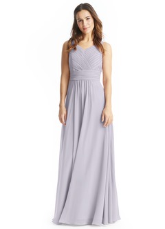 Azazie Pierrette Bridesmaid Dresses Fog A-Line Pleated Chiffon Dress image6