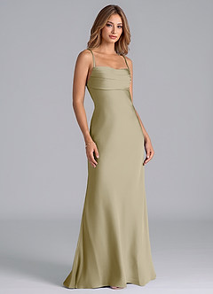 Azazie Seema Bridesmaid Dresses Moss Green Mermaid Corset Stretch Satin Dress image1