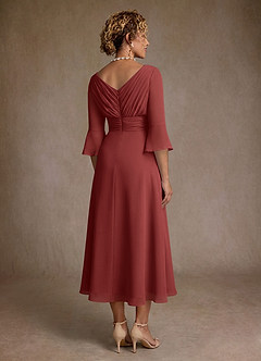 Azazie Aerynne Mère de la mariée Robes Robe Trapèze en Mousseline de soie Plissé Terracotta image2