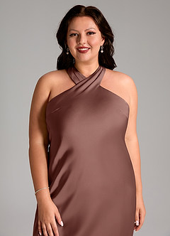 Azazie Doretta Kleider zum Anprobieren zu Hause Meerjungfrau-Linie Plissee Stretch-Satin Kleid Schwarz image11