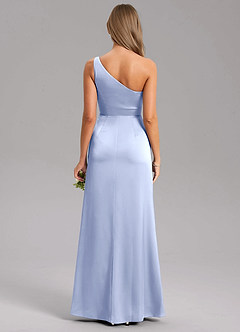Azazie Feby Bridesmaid Dresses Ice A-Line One Shoulder Stretch Satin Dress image2
