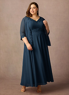 Azazie Devana Abiti per la Madre della Sposa Abito A-Line in Chiffon Paillettes Marino Scuro image11