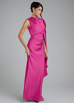 Azazie Taj Brudtärnklänningar Klänning av Sjöjungfru i Stretch Satin Korsett Fuchsia image5