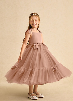 Azazie Jaci Sukienki dla dziewczynek sypiących kwiaty Linia A Pasek spaghetti Szyfon Długość kostki Sukienka image2