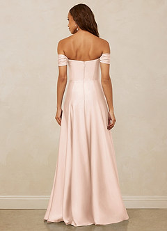 Christian Siriano Bridal for Azazie 1002 Bridesmaid Dresses Blushing Pink A-Line Off the Shoulder Stretch Satin Convertible Dress image6