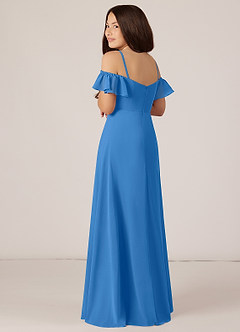 Azazie Juna Junior Blue Jay A-Line Off the Shoulder Chiffon Dress image5