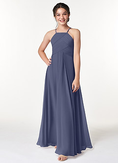 Azazie Ginger Junior Stormy A-Line Pleated Chiffon Dress image4