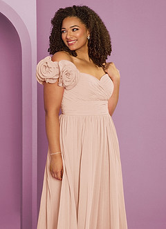 Barbie ♥ Azazie Bridesmaid Dresses English Rose A-Line Off the Shoulder Chiffon Convertible Dress image13