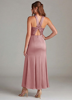 Azazie Rue Bridesmaid Dresses Dusty Rose Mermaid Pleated Stretch Satin Dress image6