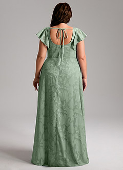 Azazie Bondi Bridesmaid Dresses Matcha A-Line Side Slit Floral Burnout Dress image8