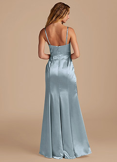 Azazie Marzia Bridesmaid Dresses Dusty Blue Mermaid Pleated Metallic Satin Dress image5